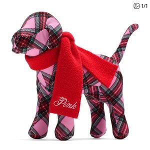 PINK Victoria's Secret Holiday Plaid Dog Toy NWT